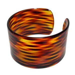 Vintage Cuff Bracelet Faux Tortoise Shell Translucent Style 1.5" Wide Cuff